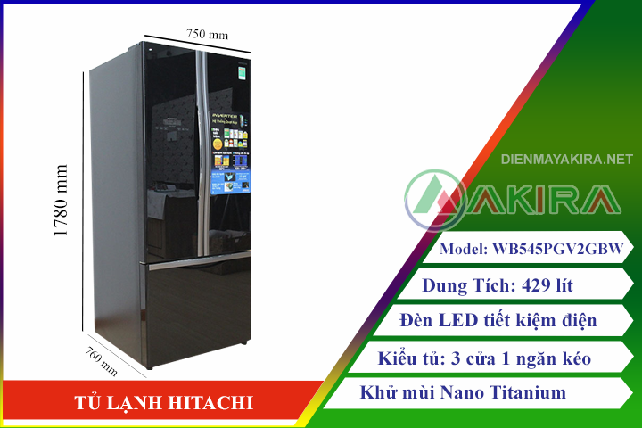 Tủ lạnh Hitachi R-FG690PGV7X(GBK) - 550 lít Inverter