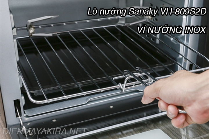 Lò nướng sanaky vh809s2d sử dụng vie nướng inox