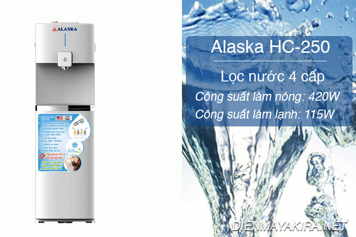 Máy nước uống nóng lạnh có lọc 4 cấp alaska-hc250