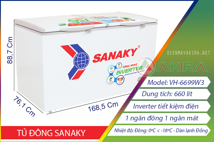 Thông số kỹ thuật tủ đông inverter sanaky vh 6699w3