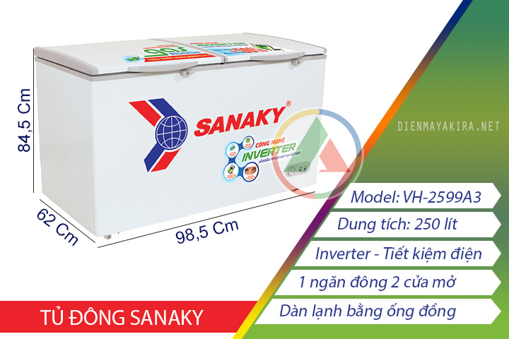 Thông số kỹ thuật tủ đông Sanaky vh-2599A3