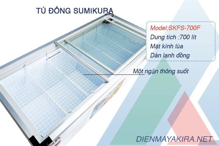 Tủ đông Sumikura mặt kính lùa 700 lít malaysia