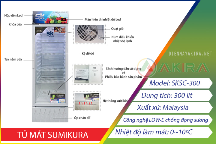 Thông số kỹ thuật tủ mát sumikura sksc-300 | 300L