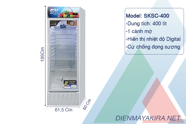 Thông số kỹ thuật tủ mát sumikura-sksc400