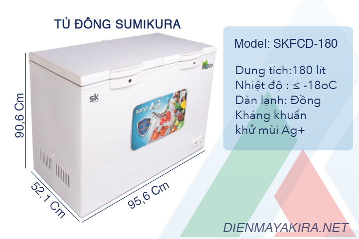 Thông số kỹ thuật tủ đông Sumikura skfcd-180