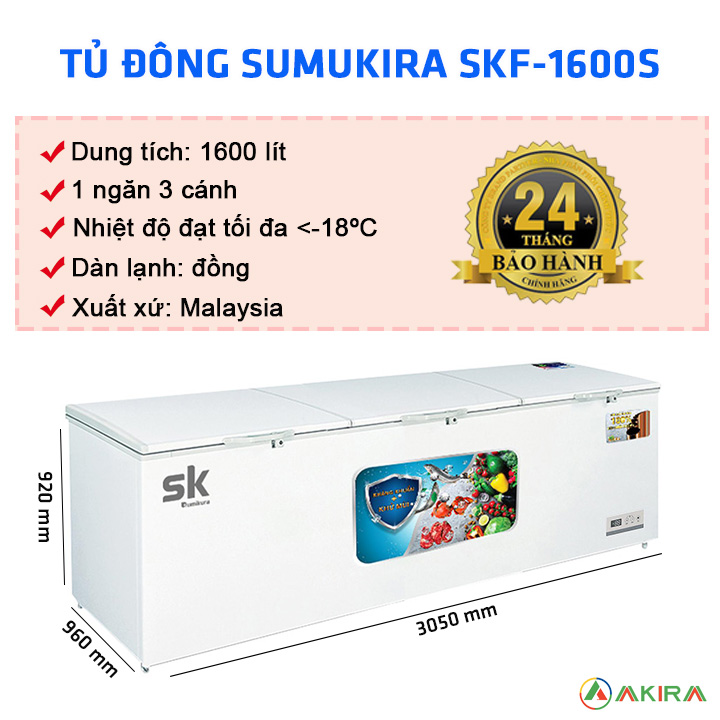 tủ đông sumikura SKF-1600S