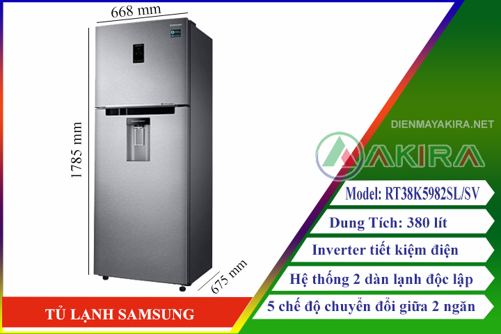 Tủ lạnh Samsung Inverter 380 lít RT38K5982SL/SV - Chính hãng