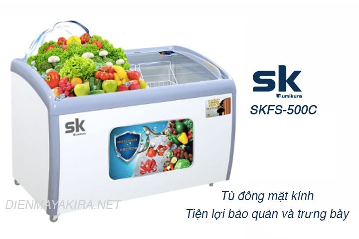 Tủ đông sumikura skfs 500c mặt kính lùa tiện lợi cho việc trưng bày
